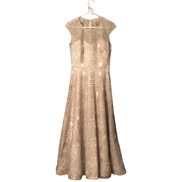 New Sara Emanuel BHLDN Presley 0 Champagne Midi - Picture 5 of 5